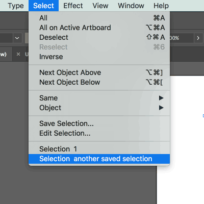 selection save and select preset in Adobe Illustrator